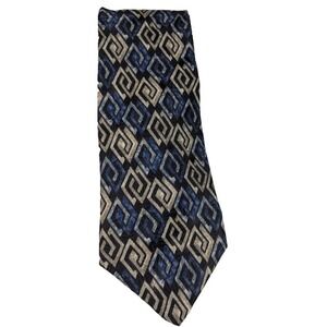 Como Collection Men's Necktie Silk Blue Gold Diamond Design Classic 3" Wide